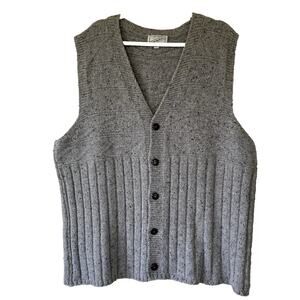Kerry Traditions Woollen Mills 100% Pure New Wool Gray Vest Made in Ireland XL